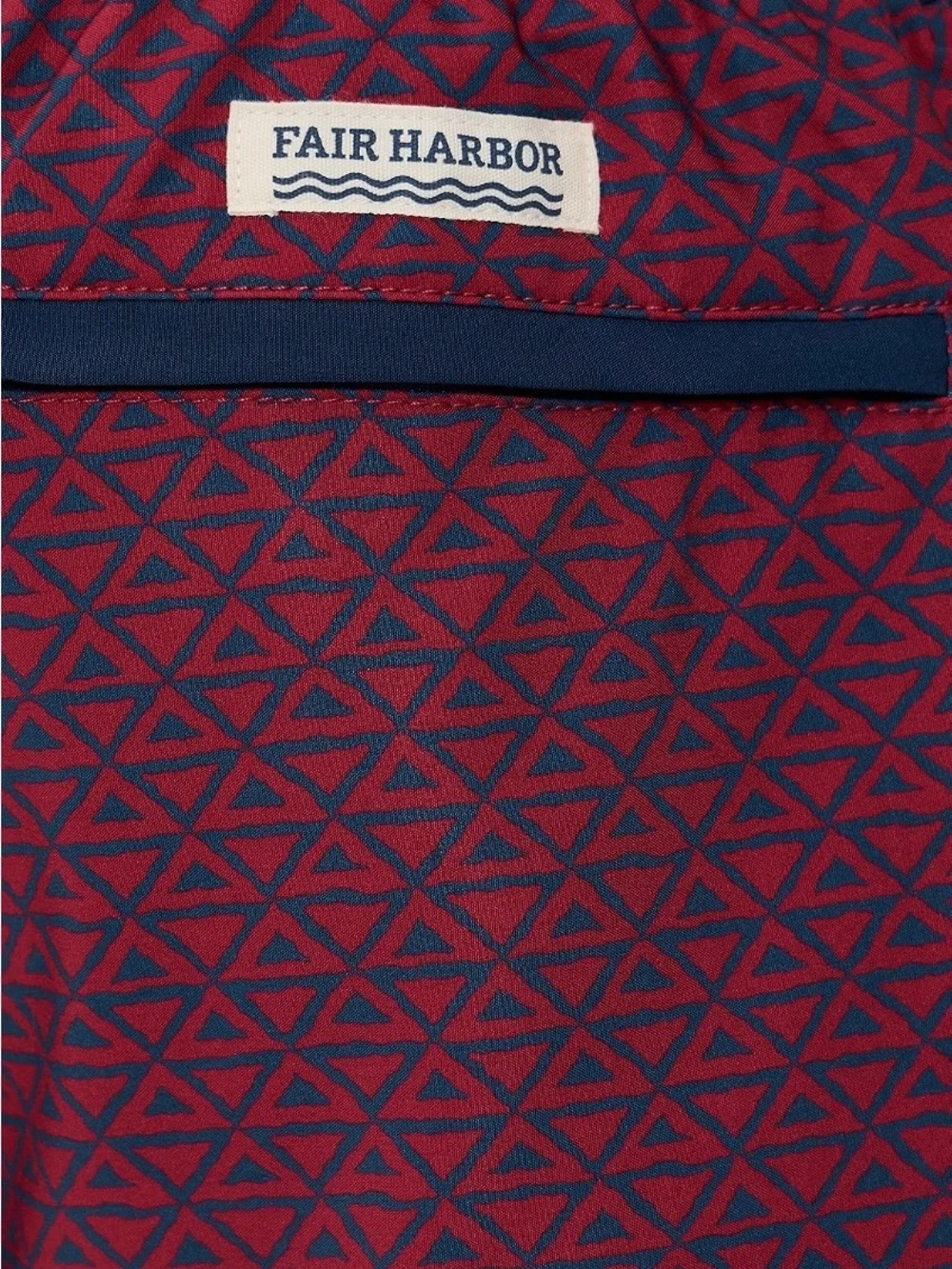 Fair Harbor Men's Red Patterned Nautical Swim Trunks 6” Inseam